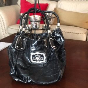 Kathy Van Zealand Black croc leather Bag